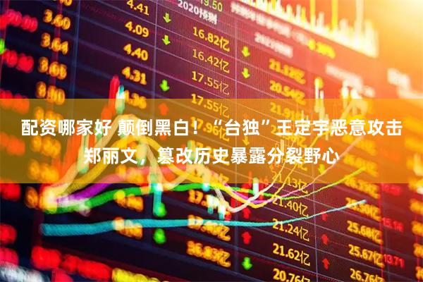 配资哪家好 颠倒黑白！“台独”王定宇恶意攻击郑丽文，篡改历史暴露分裂野心